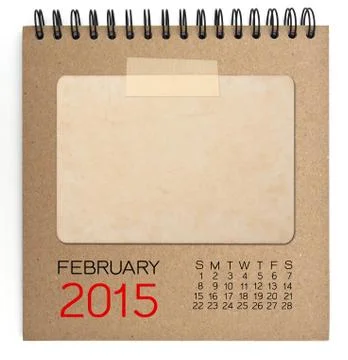 2015 calendar brown notebook with old blank photo Stock Illustration