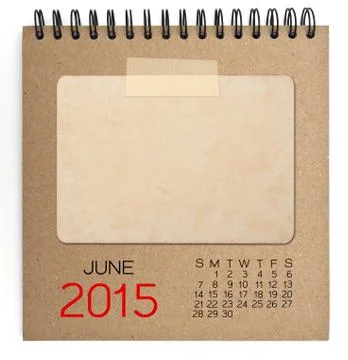 2015 calendar brown notebook with old blank photo Stock Illustration