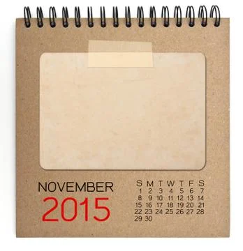 2015 calendar brown notebook with old blank photo Stock Illustration