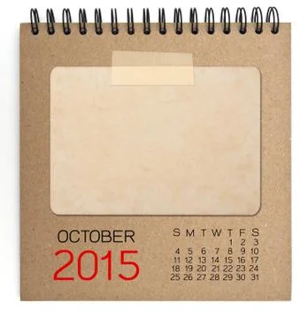 2015 calendar brown notebook with old blank photo Stock Illustration