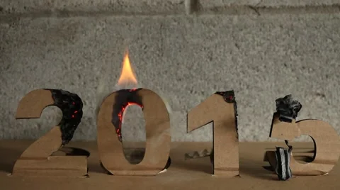 2015 - cardboard number burning Stock Footage 40668164