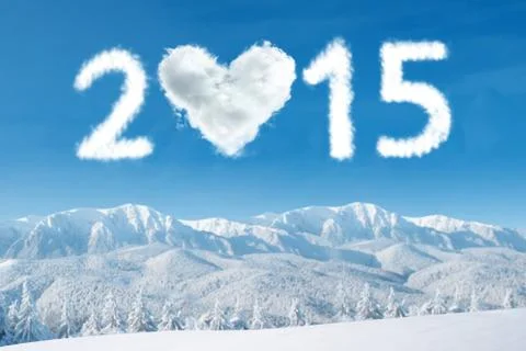 2015 cloud over mountain frozen Stock Illustration