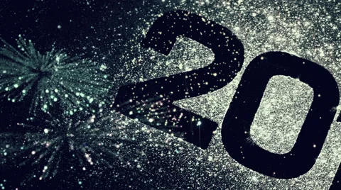 2015 with exploding fireworks Stock Footage 44694348