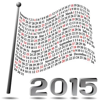 2015 Flag Calendar Stock Illustration