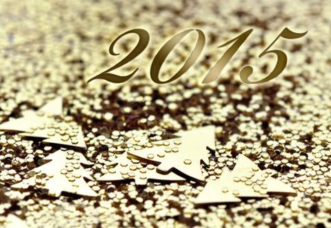 2015 on golden background Stock Illustration