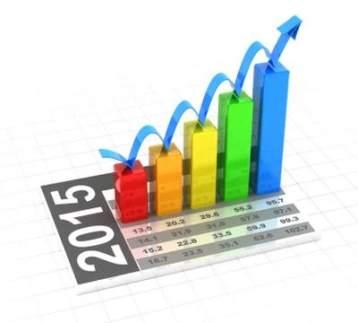 2015 growth chart, 3d render Stock Illustration