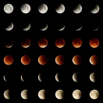 2015 Lunar Eclipse 6 x 6 Matrix Stock Illustration