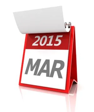 2015 March calendar, 3d render Stock Illustration