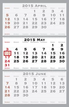 2015 may with red dating mark Stock Illustration