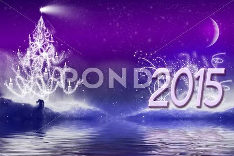 2015 New Year greeting banner background landscape Stock Illustration