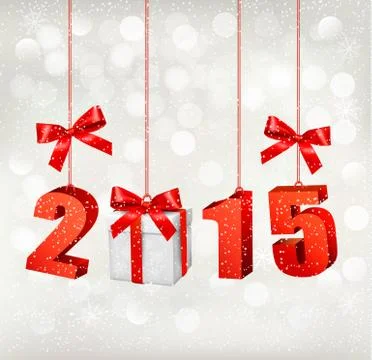 2015 new years background with gift. vector. Stock Illustration
