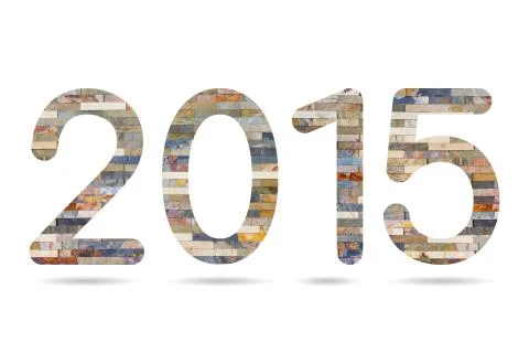 2015 numeric from colorful stone wall tiles texture Illustrazione stock