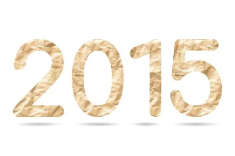 2015 numeric from crumpled brown envelope paper texture Illustrazione stock