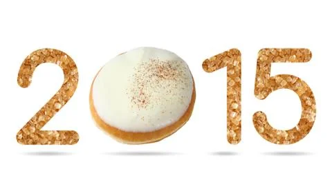 2015 numeric from donut topped by white chocolate iced Illustrazione stock