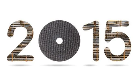 2015 numeric from rusty rebar and metal cutting wheel Illustrazione stock