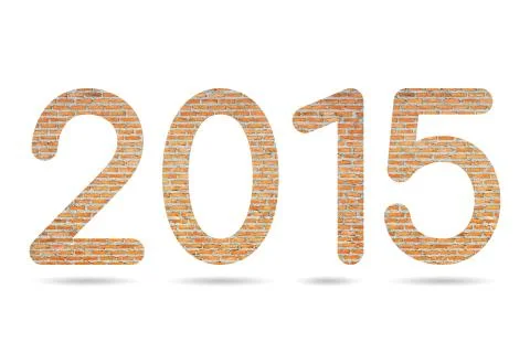 2015 numeric from thai red brick wall background Illustrazione stock