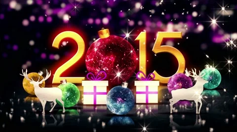 2015 Red Crystal 2015 Bauble Christmas Deer Gift 3D New Year Loop Animation - 4K Stock Footage 40752185