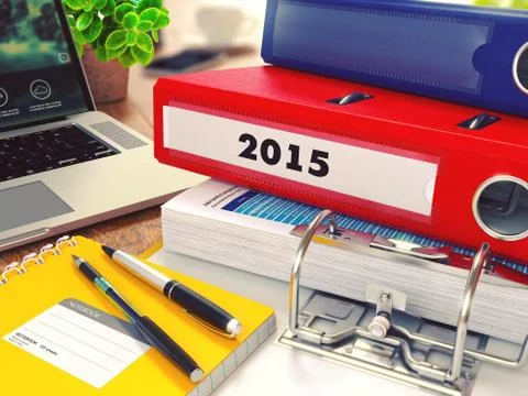 2015 on Red Office Folder. Toned Image Stock Illustration