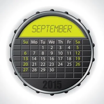 2015 september calendar with lcd display Stock Illustration
