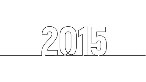 2015 year continuous single one line art drawing animation numbers video Video stock 313394174