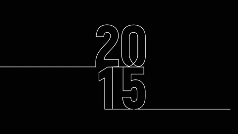 2015 year continuous single one line art animation vertically numbers video Stock Footage 314561367