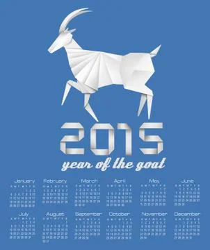 2015 year of the goat calendar. vector. Illustrazione stock