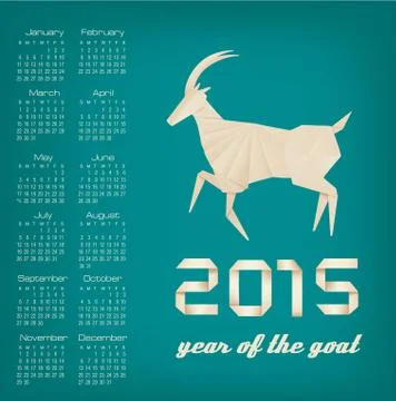 2015 year of the goat calendar. vector Stock Illustration