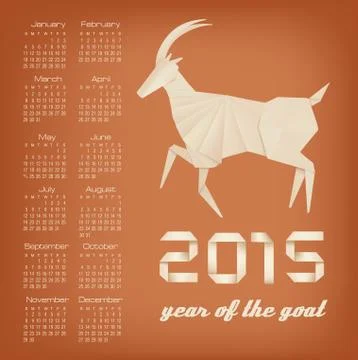 2015 year of the goat calendar. vector. Stock Illustration