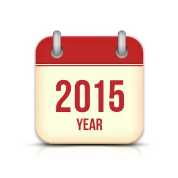 2015 Year Vector Calendar App Icon With Reflection. Stock Illustration