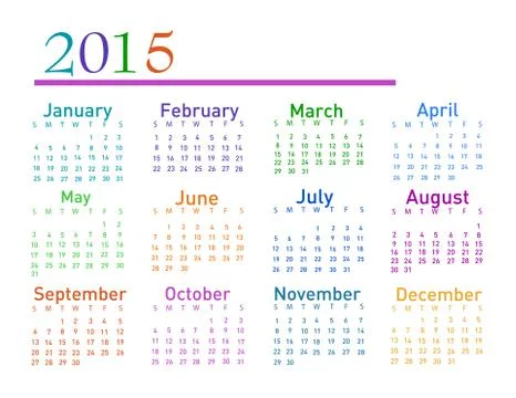 2015 year vector calendar Stock Illustration