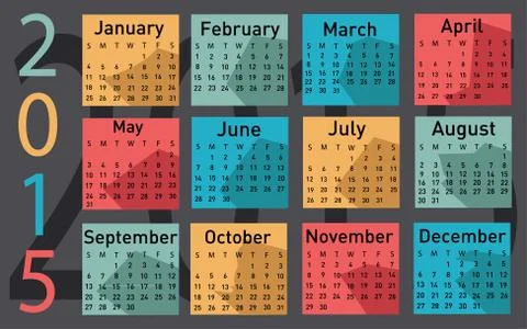 2015 year vector calendar Stock Illustration