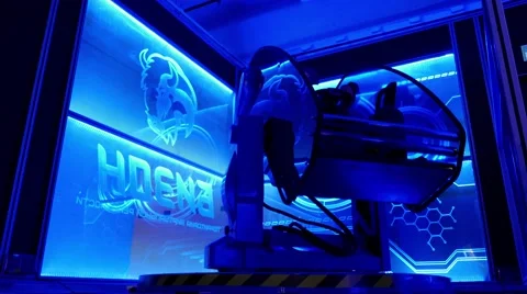 2016-05-01 Moscow: Future technology: Man in vr 5d game simulator, virtual Video stock 67251739