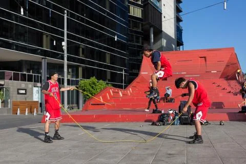 2016 Australian Open - Melbourne Street Performers Stock Photos