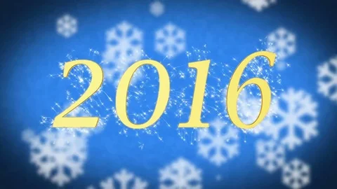 2016 on blue snowy background, New Year celebration, farewell to the old year Stock Footage 69208375