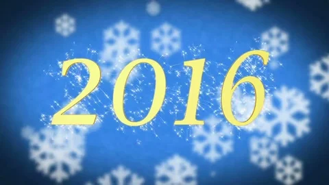 2016 on blue snowy background, New Year celebration, farewell to the old year Stock Footage 69218687