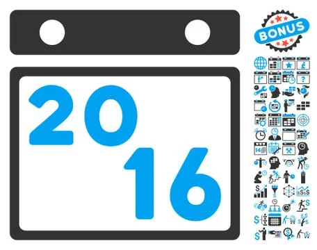 2016 Calendar Flat Vector Icon With Bonus Stock Illustration