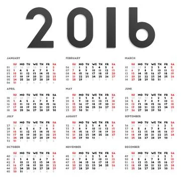 2016 calendar Stock Illustration