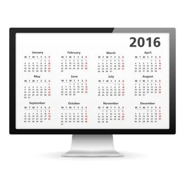 2016 Calendar 스톡 일러스트