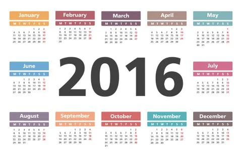 2016 Calendar Stock Illustration