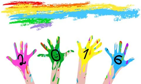 2016 colorful hands Stock Illustration