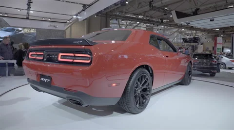 2016 Dodge Challenger SRT. 2016 Toronto International Auto Show.  Stock Footage 60825532