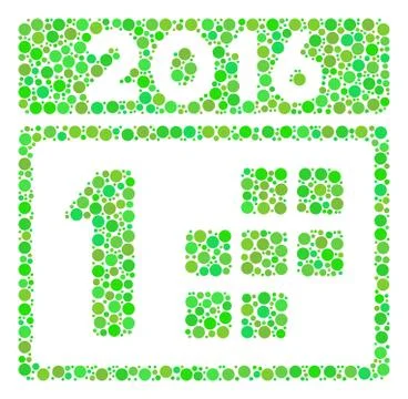 2016 First Calendar Day Collage Icon of Circles Ilustración de archivo