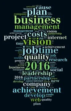 2016 goals word cloud concept Illustrazione stock