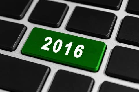 2016 happy new year button on keyboard Stock Photos