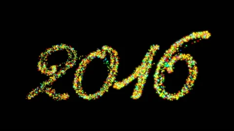 2016 Happy New Year made from colorful particles against black Stock Footage 56971111