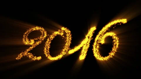 2016 Happy New Year made from orange particles, against black Stock Footage 57338327
