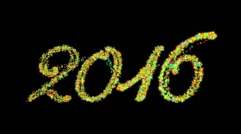 2016 Happy New Year made from colorful particles, against black Stock Footage 57727089