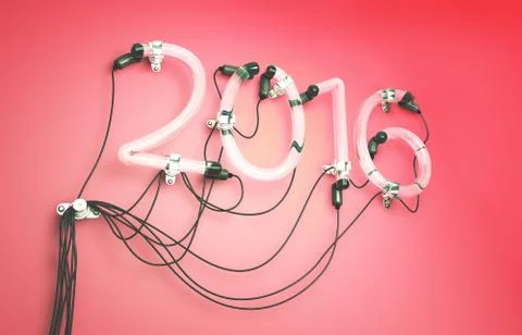 2016 Neon Light Red Background 3D Illustrazione stock