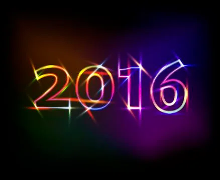 2016 neon lights effect Stock Illustration