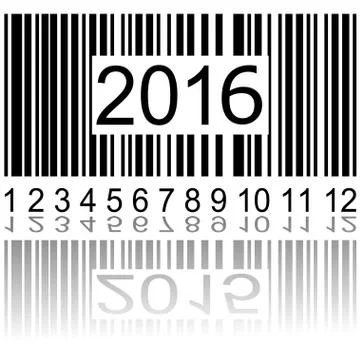 2016 new year on the barcode Stock Illustration